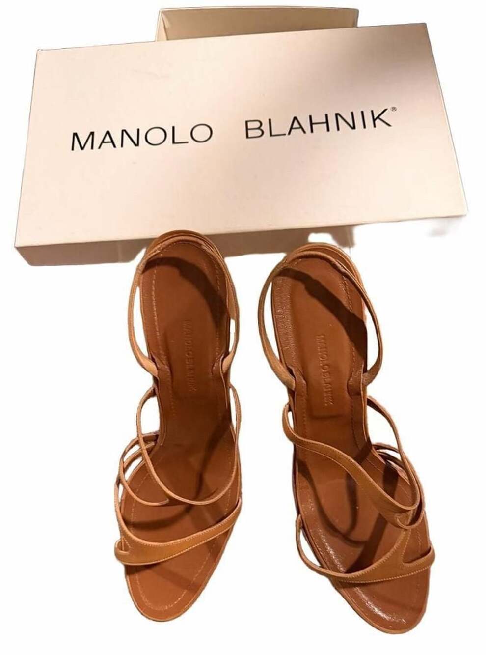 Manolo Blahnik Strappy Heels Tan Leather Sandals